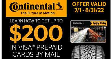 Up to $200 Rebate on Continental Tires