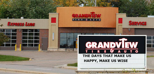 On the sign in front of Grandview Tire & Auto - Vernon you will find an inspirational quote.